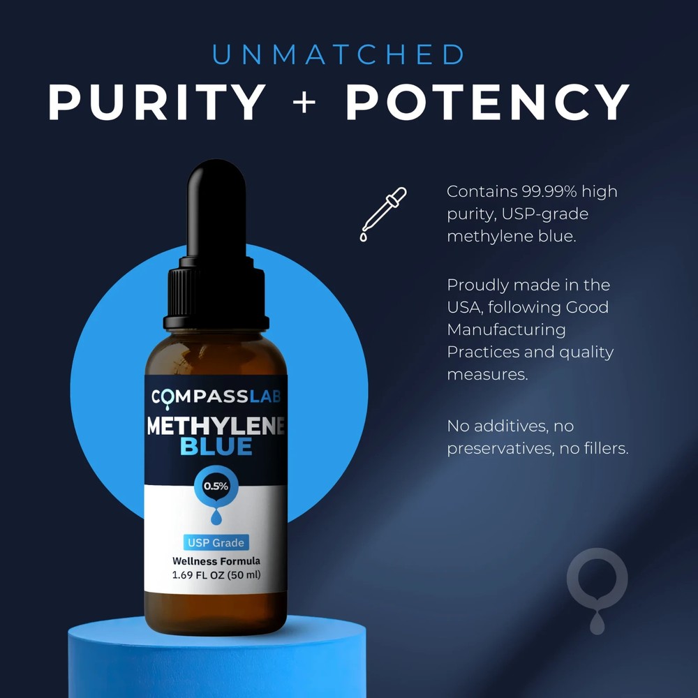 MB 0.5% Solution, 50 mL – Glass Bottle – Compass Laboratory