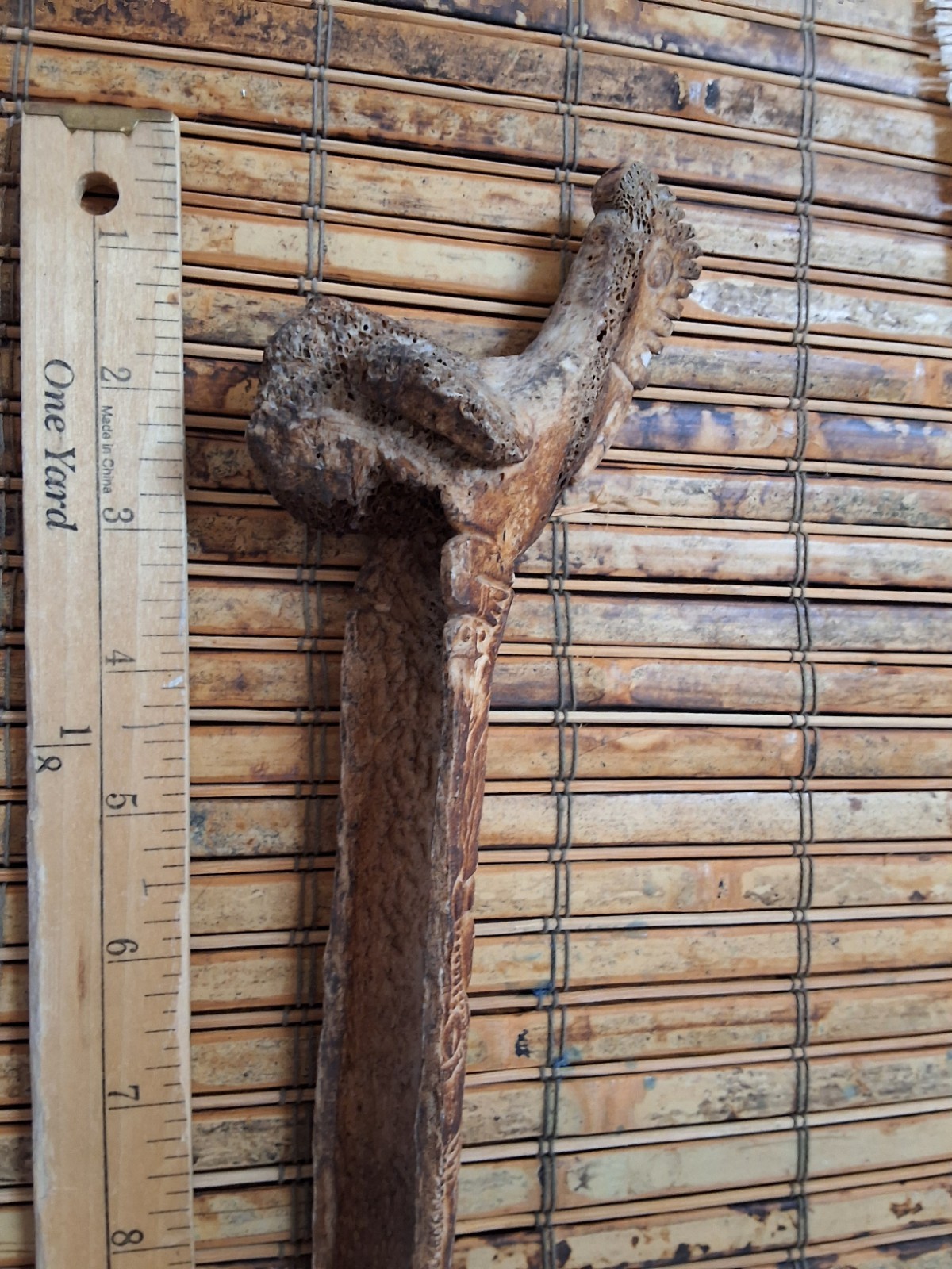 Papua New Guinea Rat Tooth Carved Dagger Bird Motif 17"