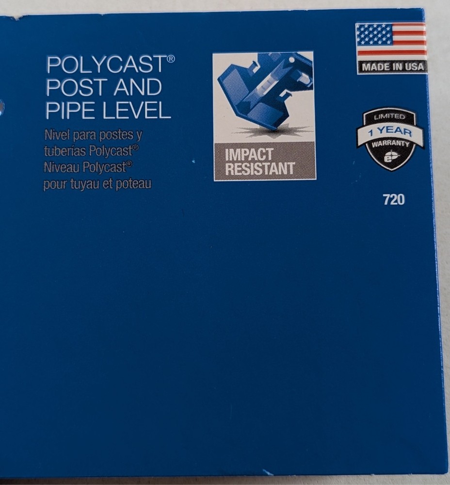 Empire 720 POLYCAST Post Pipe Level Blue 9" – Durable Plastic Tool – NEW