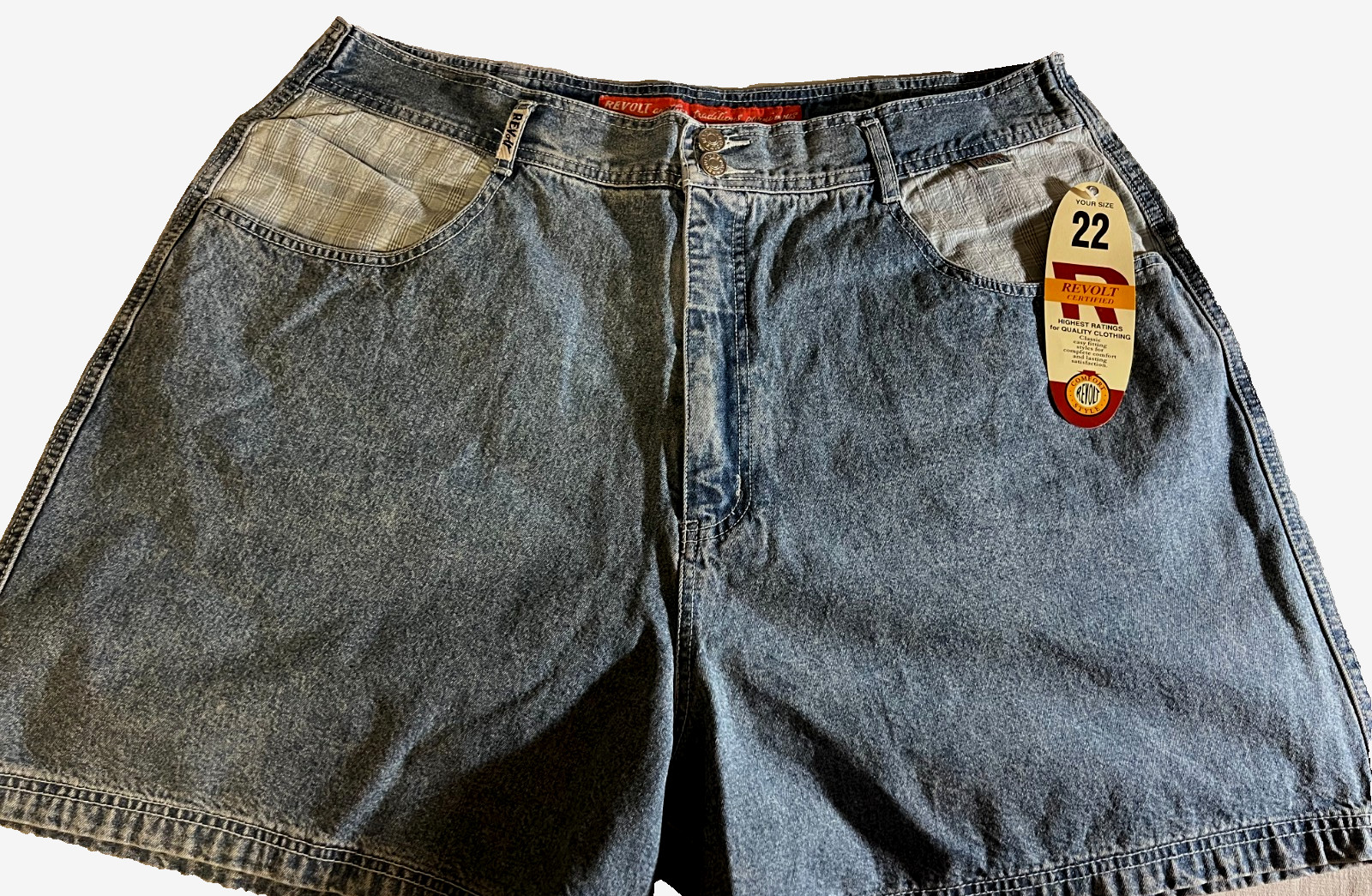 Revolt Ladies Vintage Medium Wash "Bareback" Shorts SIZE 22