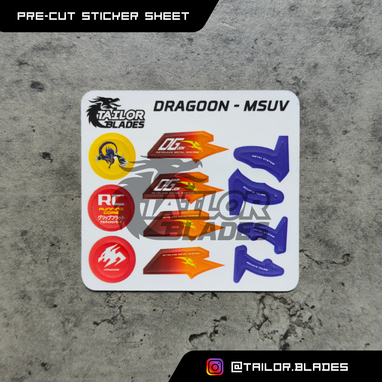 Pre-Cut Beyblade Stickers HMS MS G V2 V S F Dragoon Dranzer Driger Tyson Kai Ray