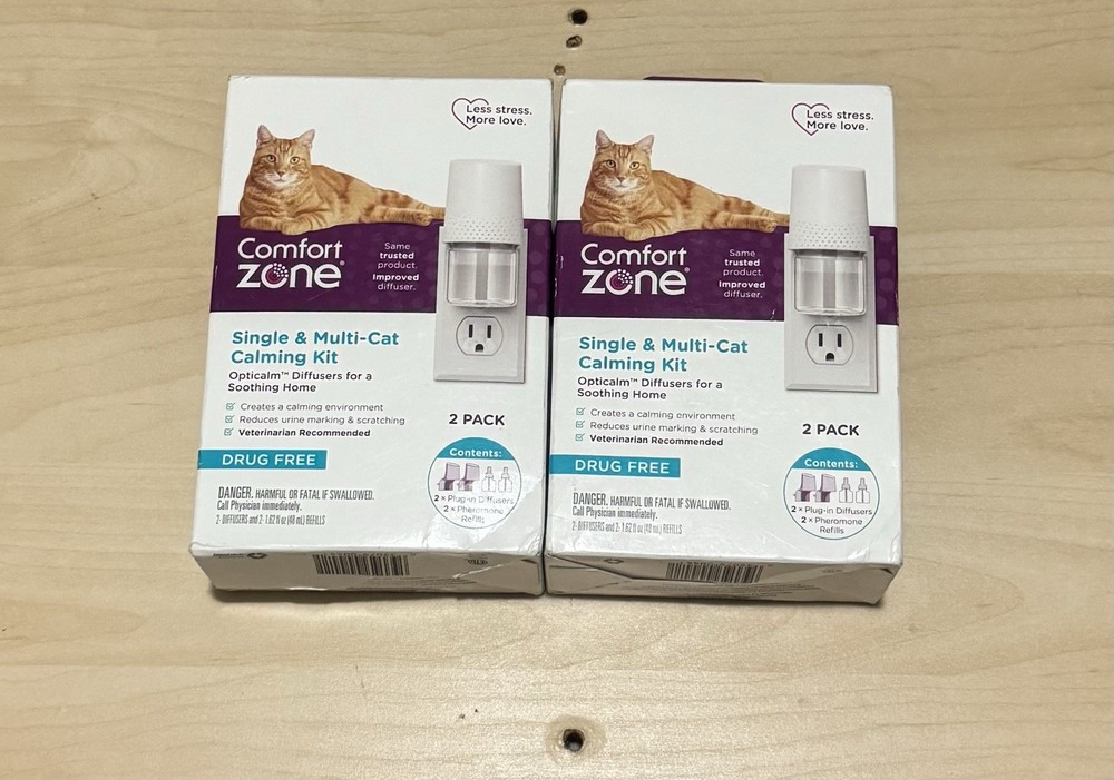 New 2-Pack Comfort Zone Cat Calming Kit 2x Diffuser/ 2 Refill 48 mL Each Bottle