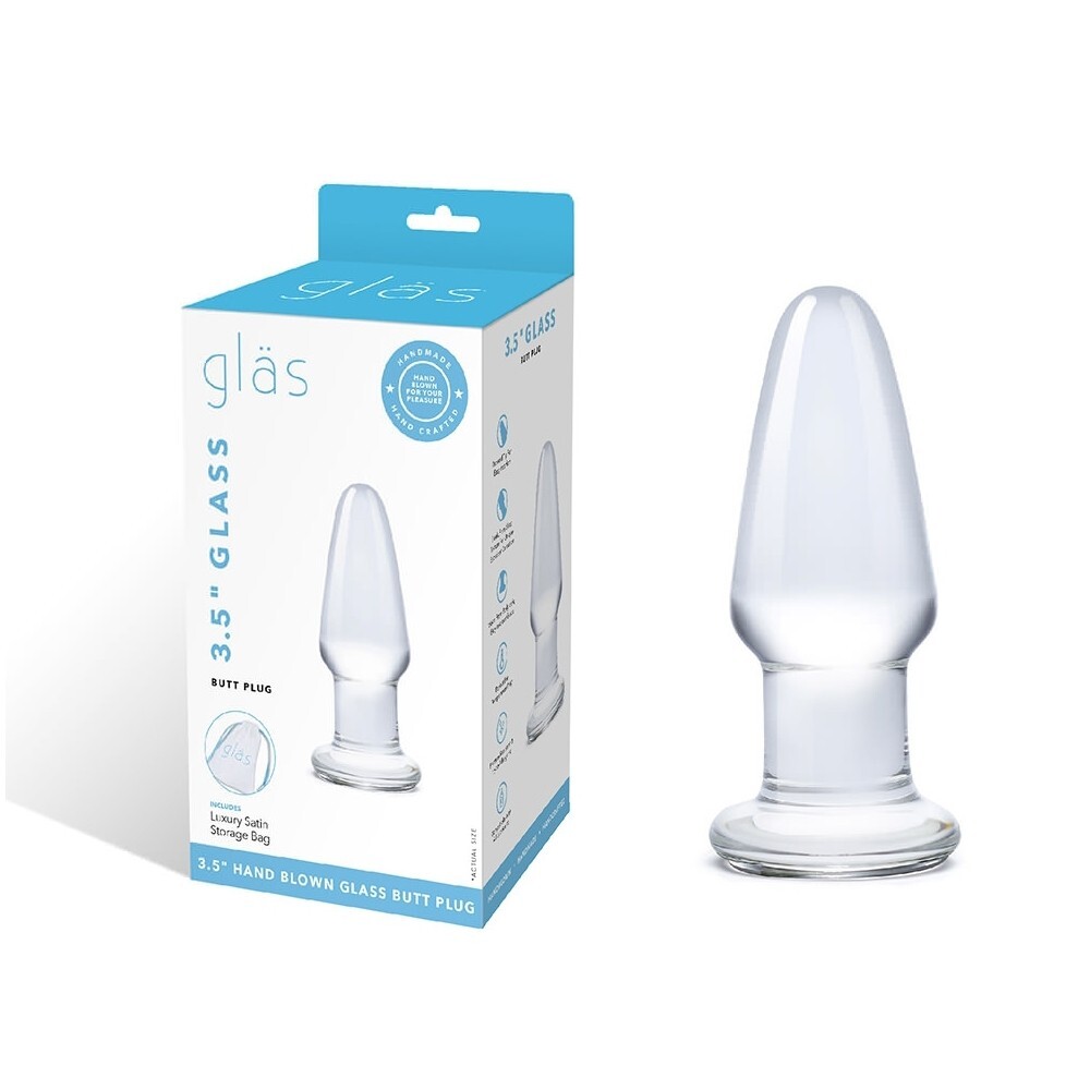 Butt Plug 3.5" Glass Beginner Smooth Anal Probe