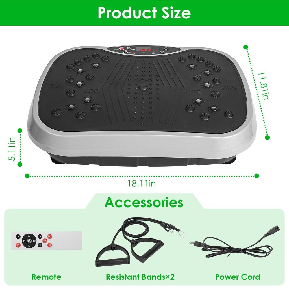 Vibration Plate Exercise Machine With Resistant Bands Remote Control Whole Body