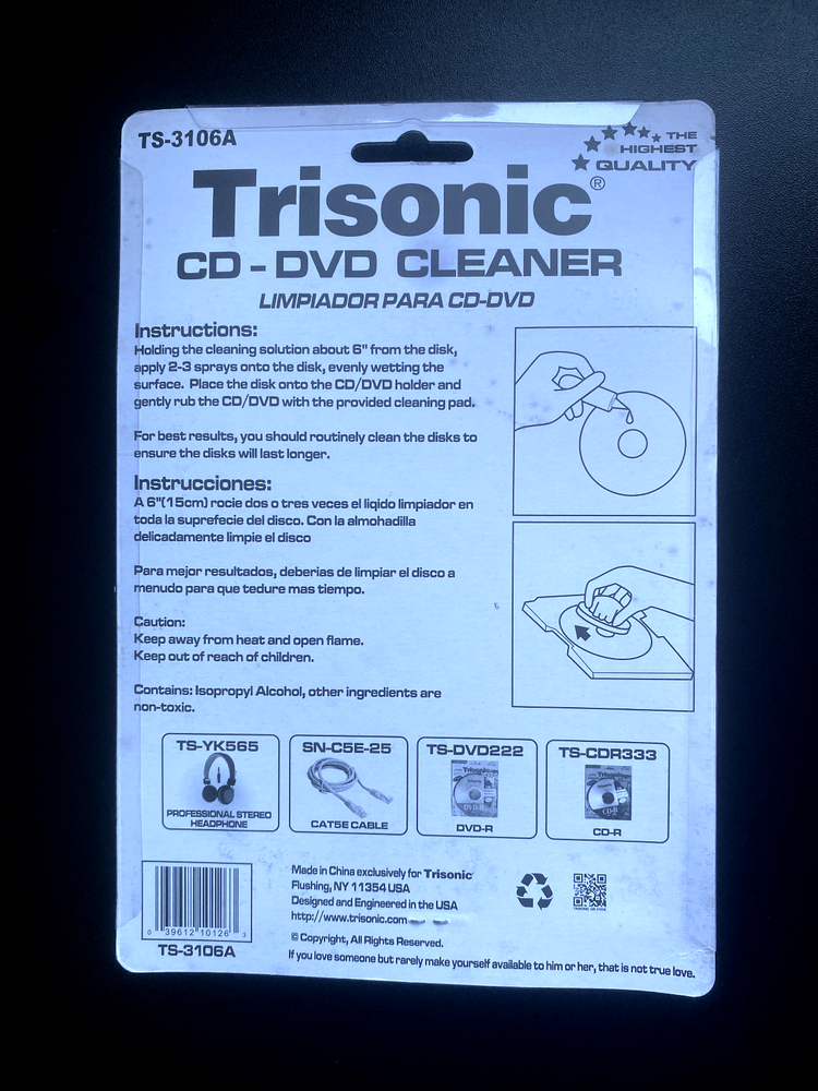 Trisonic CD/DVD Cleaner with Fluid, TS-3106A