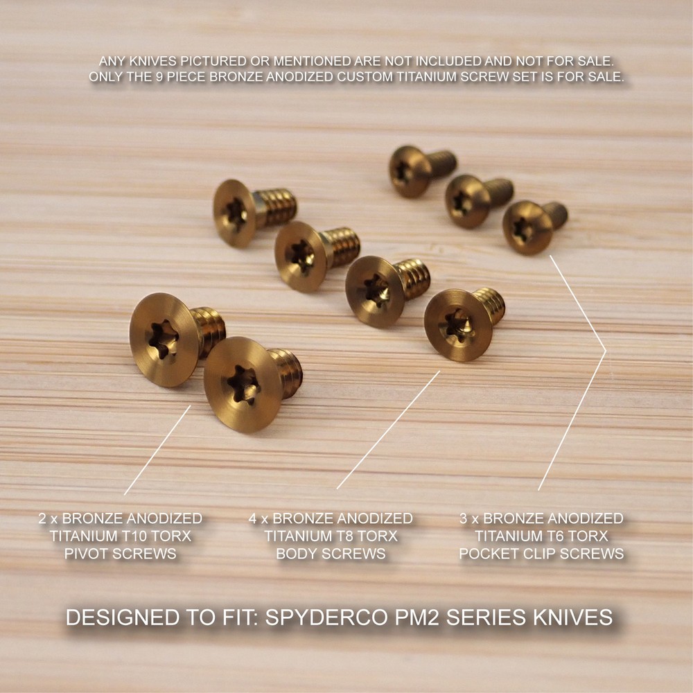 Spyderco Paramilitary PM2 Custom Titanium 9pc Anodized Screw Set - BRONZE