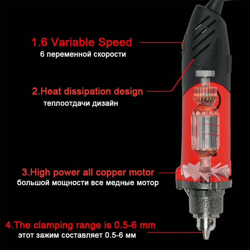 Engraving Drill Electric 220V Handheld Drill Mini Drill Tools Variable Speed New