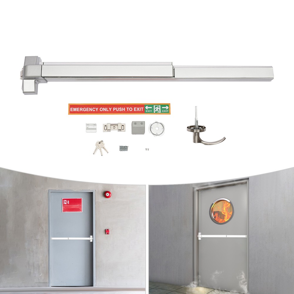 Fire Rated Panic Exit Device Push Bar, 1760℉, Automatic Locking, 3 Keys