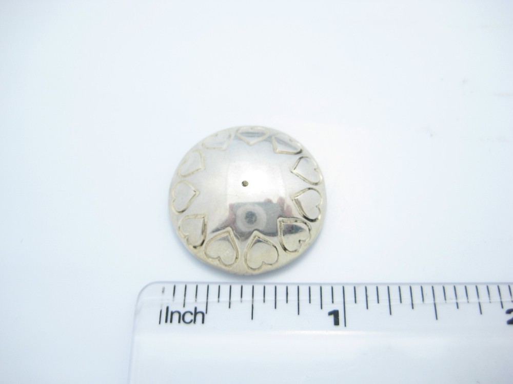Sterling Silver Etched Heart Smooth Round Button Cover