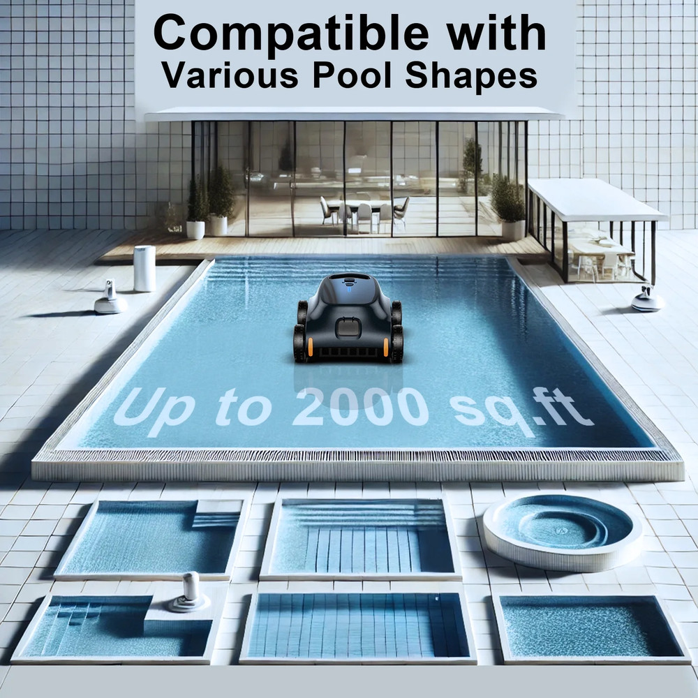 Seauto SAT 10 Automatic Pool Vacuum - 180 Min Runtime Robotic Pool Cleaner with