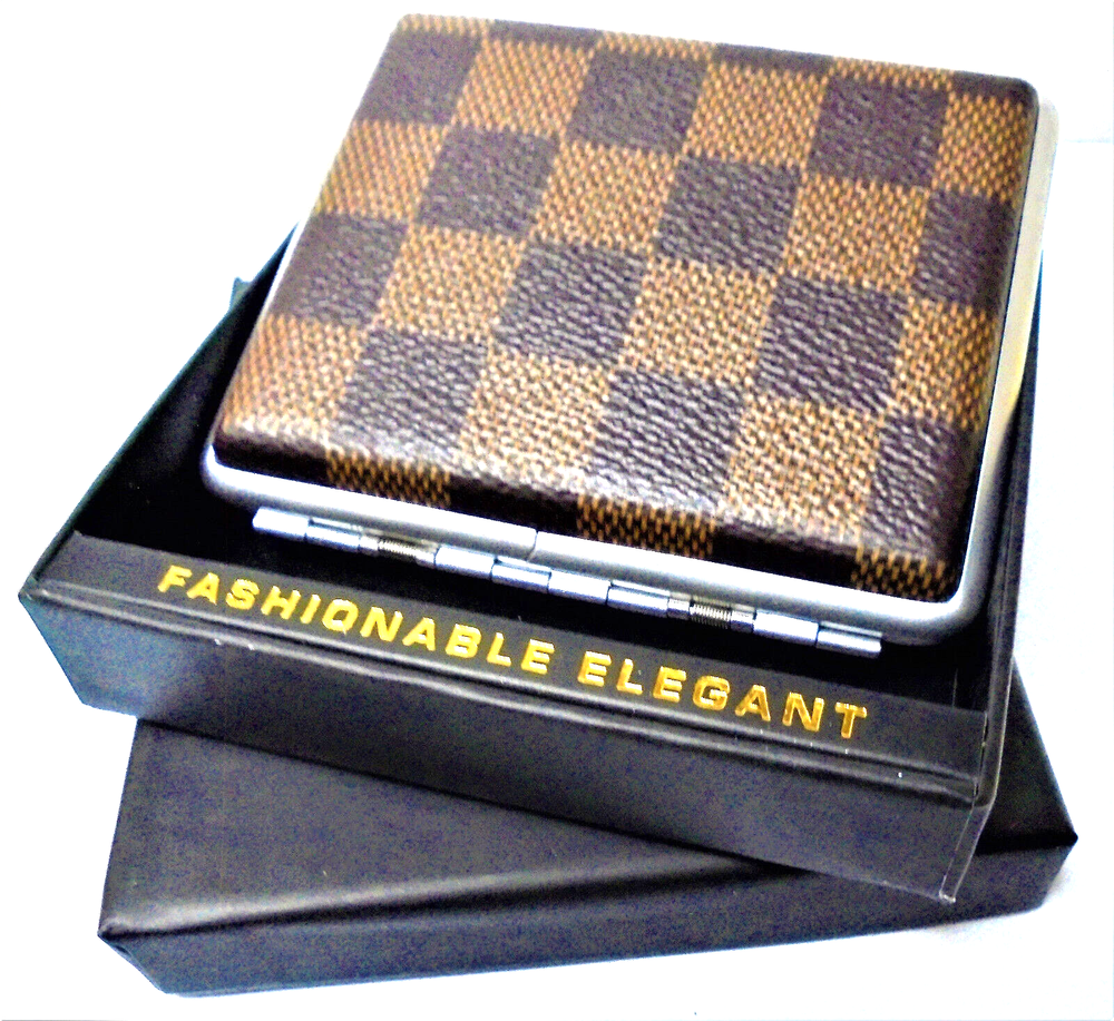 Eclipse Checker Pattern Leatherette Crushproof Cigarette Case, Kings, 3102ZS18