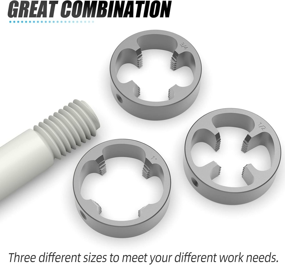 PVC Thread Maker Tool, NPT Die Set, Pipe Threader Plumbing Tool, with 3 Dies,...