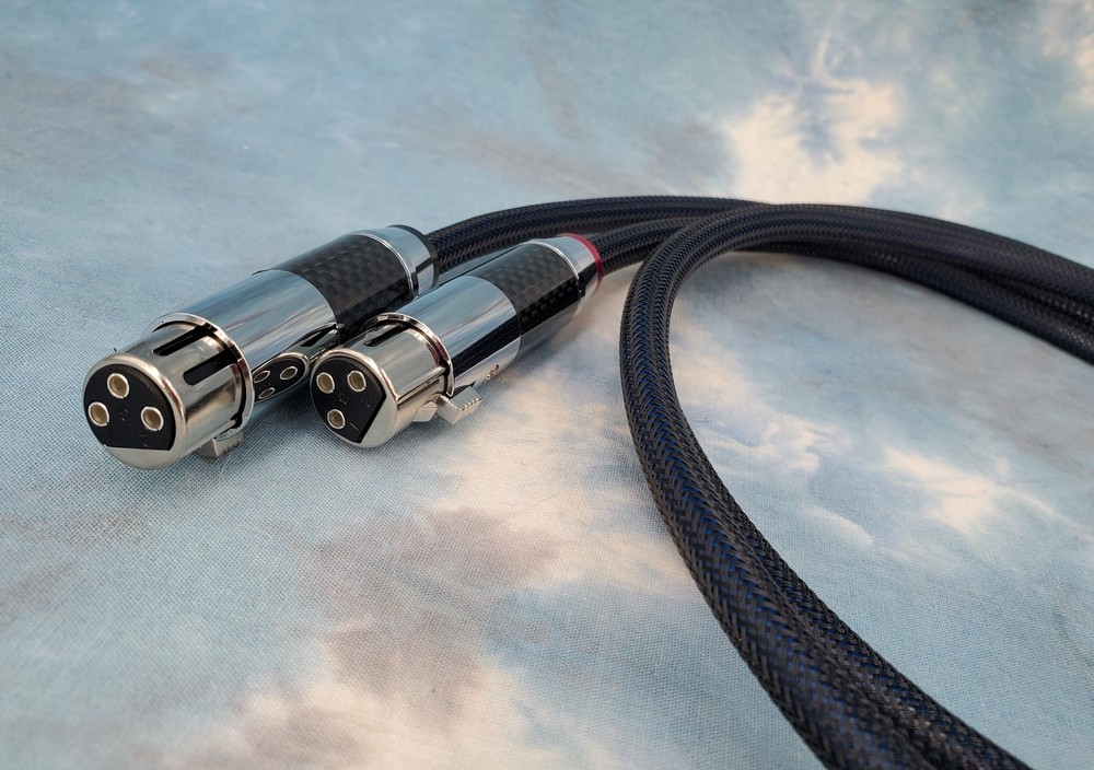 Maze Audio Reference Silver XLR 1 Meter Interconnects Pair Rhodium Carbon Plug