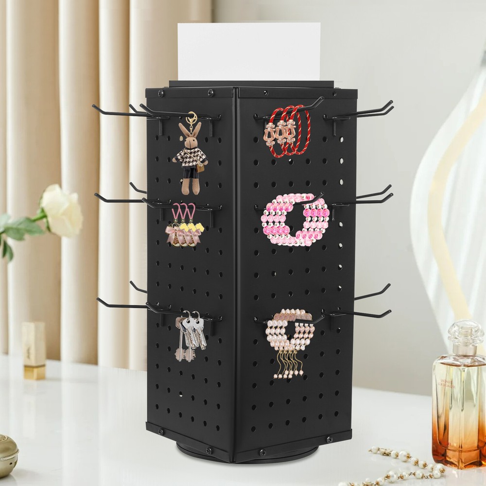 4 Sided Perforated Board Display Stand Round-bottom 360° Rotating Angle Stand