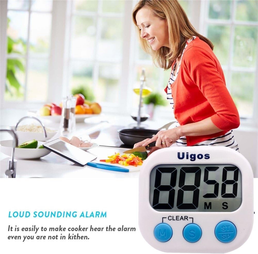 White 2-Pack Digital Timer II - Easy Read Timer with Retractable Stand & Alarm