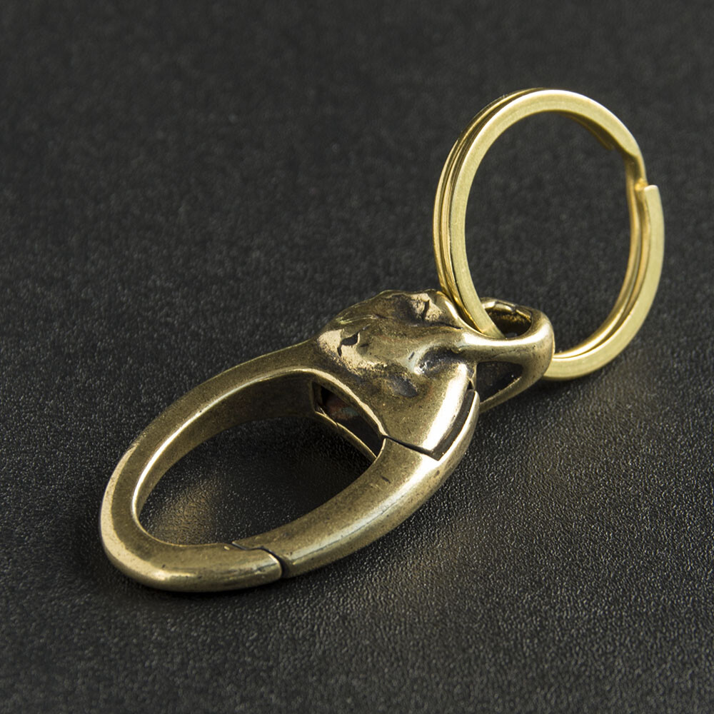 Solid Brass Skull Key Chain Key ring Split Ring Punk Key Clip Key Holder Gifts