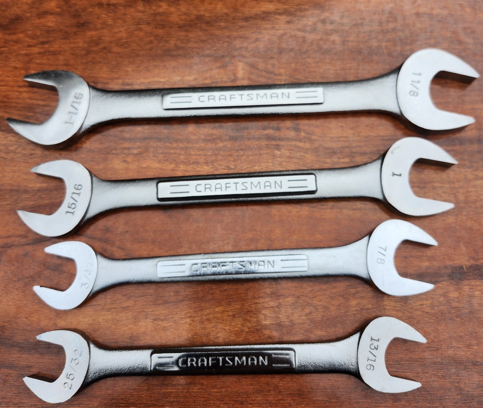 Craftsman SAE Double Open Wrench Set USA 1/4" to 1-1/8" - 10 Pcs Like New W Rail