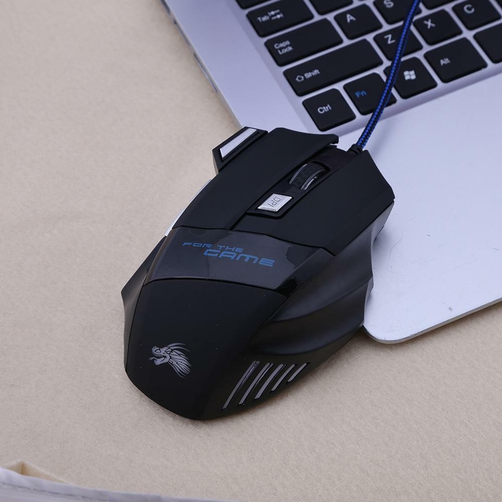 5500DPI LED Optical USB Wired Gaming Mouse 7 Buttons Gamer Computer Mice Black