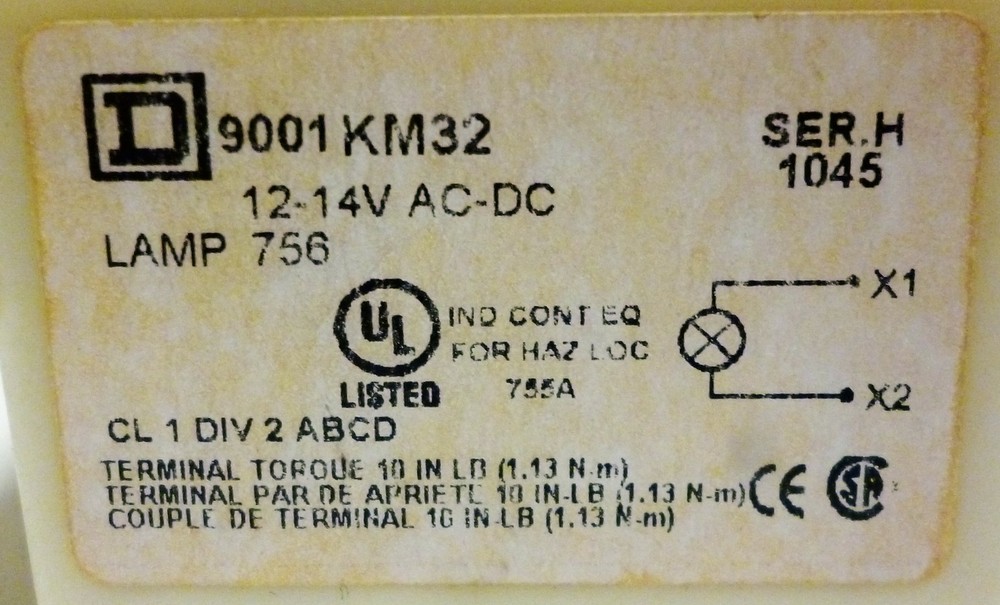 Square D 9001SKP32A9 Pilot Light
