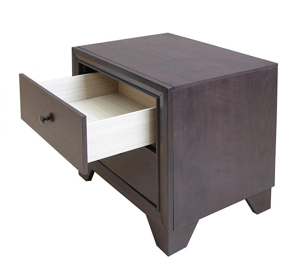 22 Espresso Two Drawers Solid Wood Nightstand