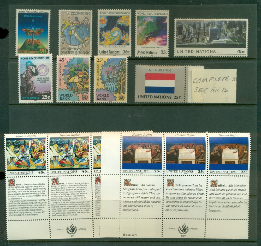 1989 UN Mint New York Stamps - NH - Complete
