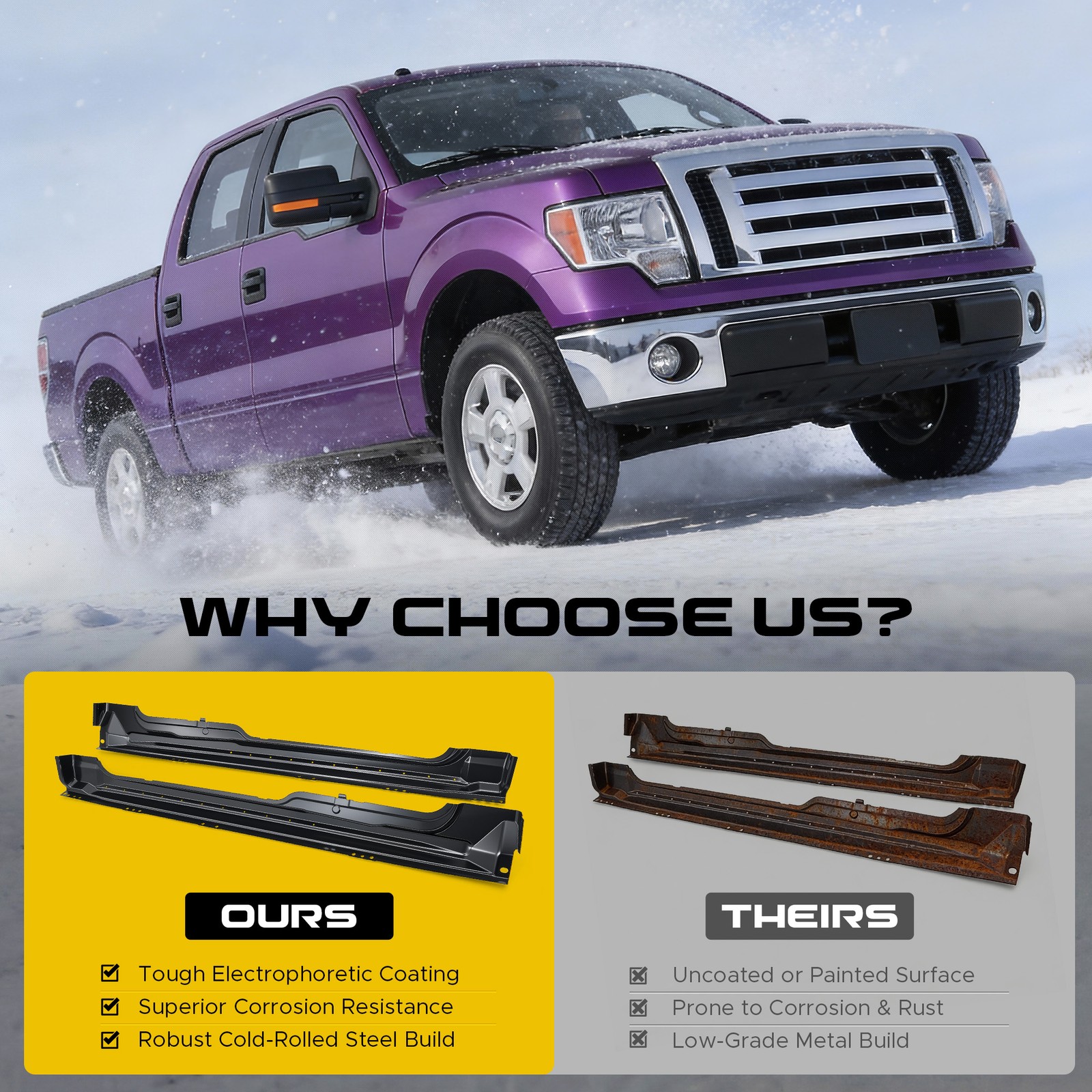 For 09-14 Ford F150 Pickup Truck Super / Extended Cab Factory Style Rocker Panel