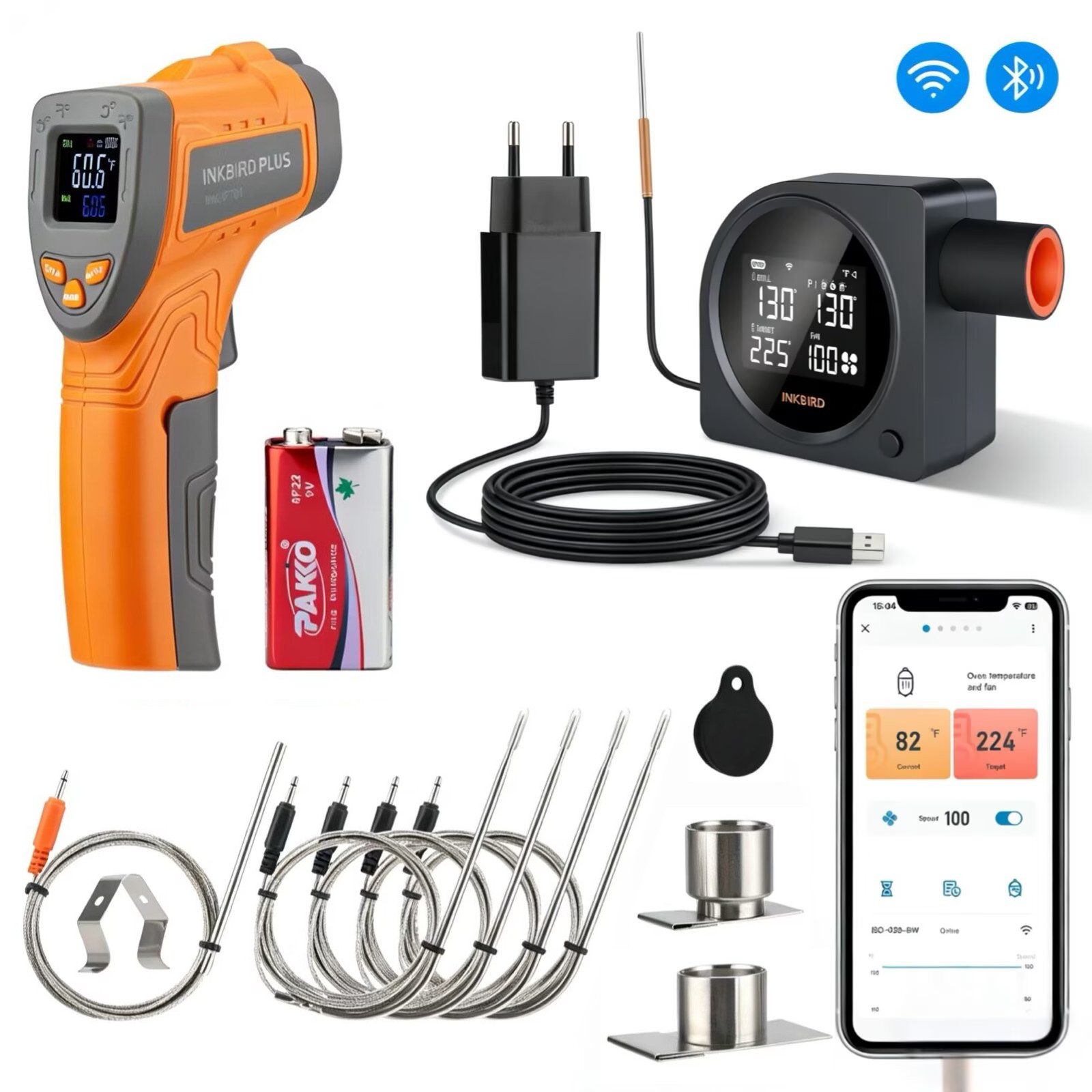 INKBIRD Automatic Smoker Fan Controller WiFi Bluetooth Infrared Thermometer Gun