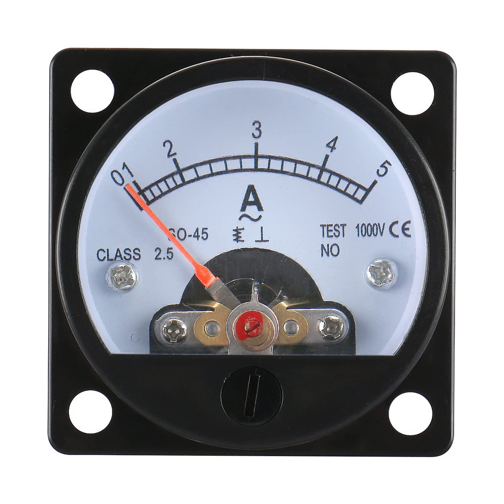 Round Ammeter SO-45 Analog Panel Meter Class 2.5 Accuracy AC 0-5A Black