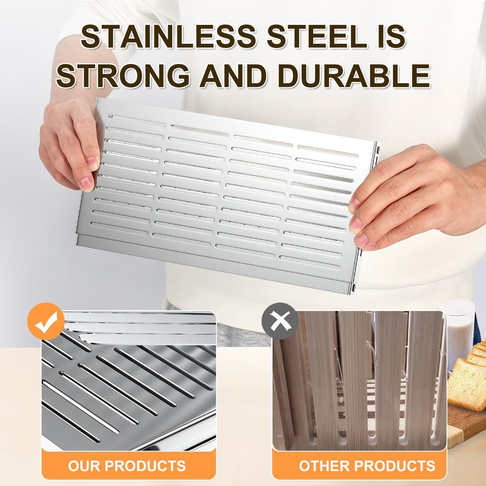Stainless steel Bread Slicer for Homemade Bread,Adjustable Width,Foldable Com...
