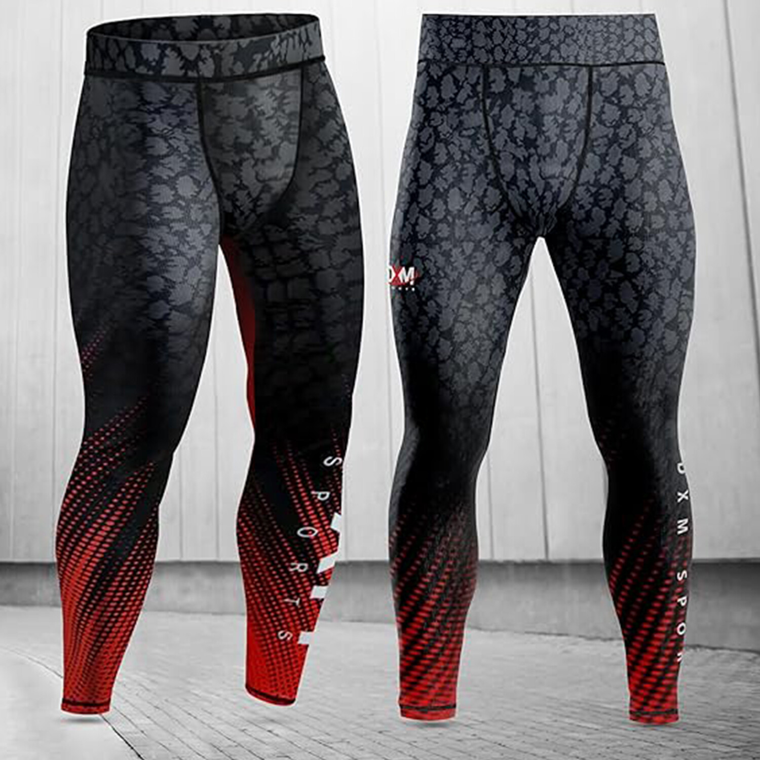 DXM Sublimated Compression Pants Mens Rash Guard Legging Gym Running base Layer