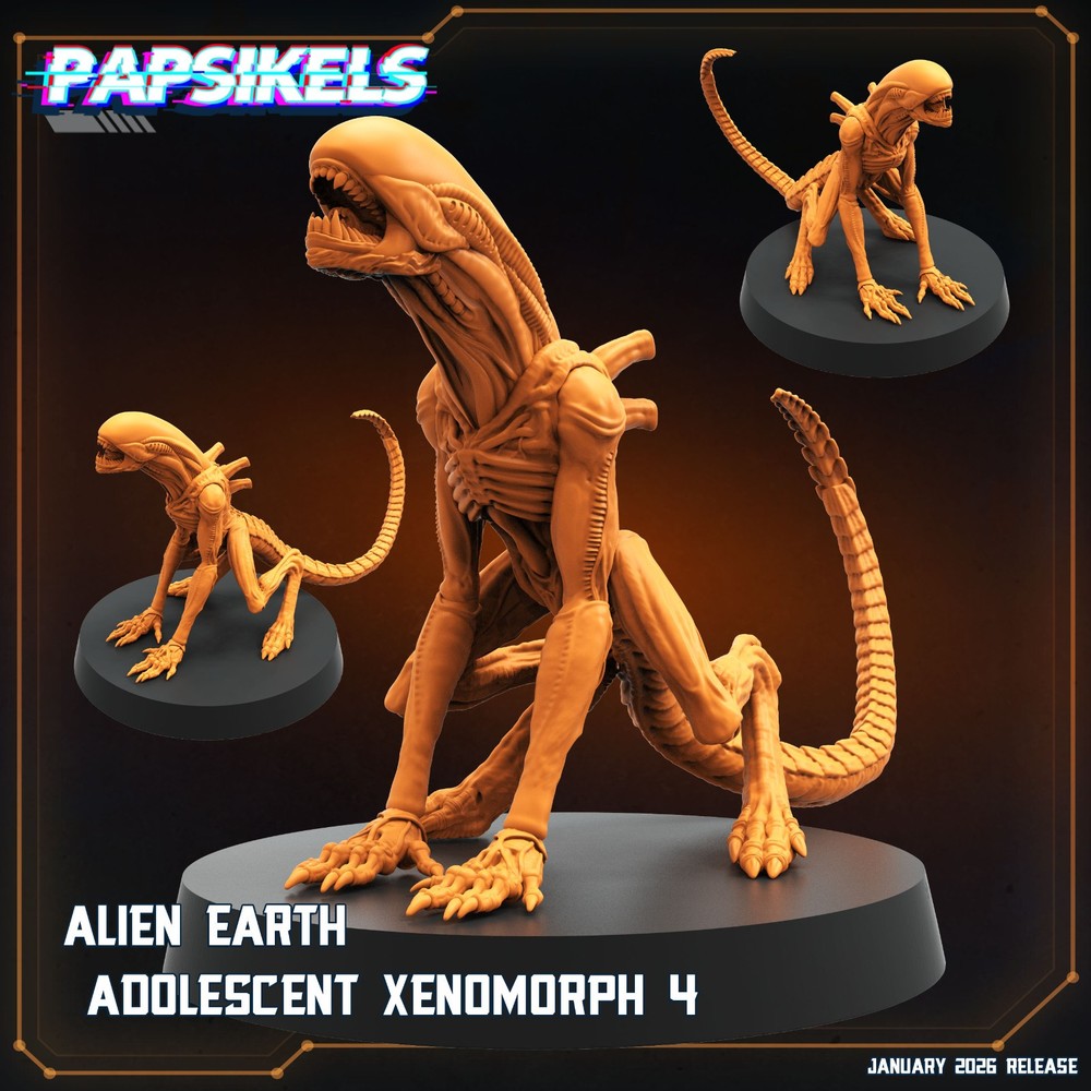 Papsikels Alien Earth Adolescent Xenomorph Pack-Sci-Fi Alien Creature Miniatues