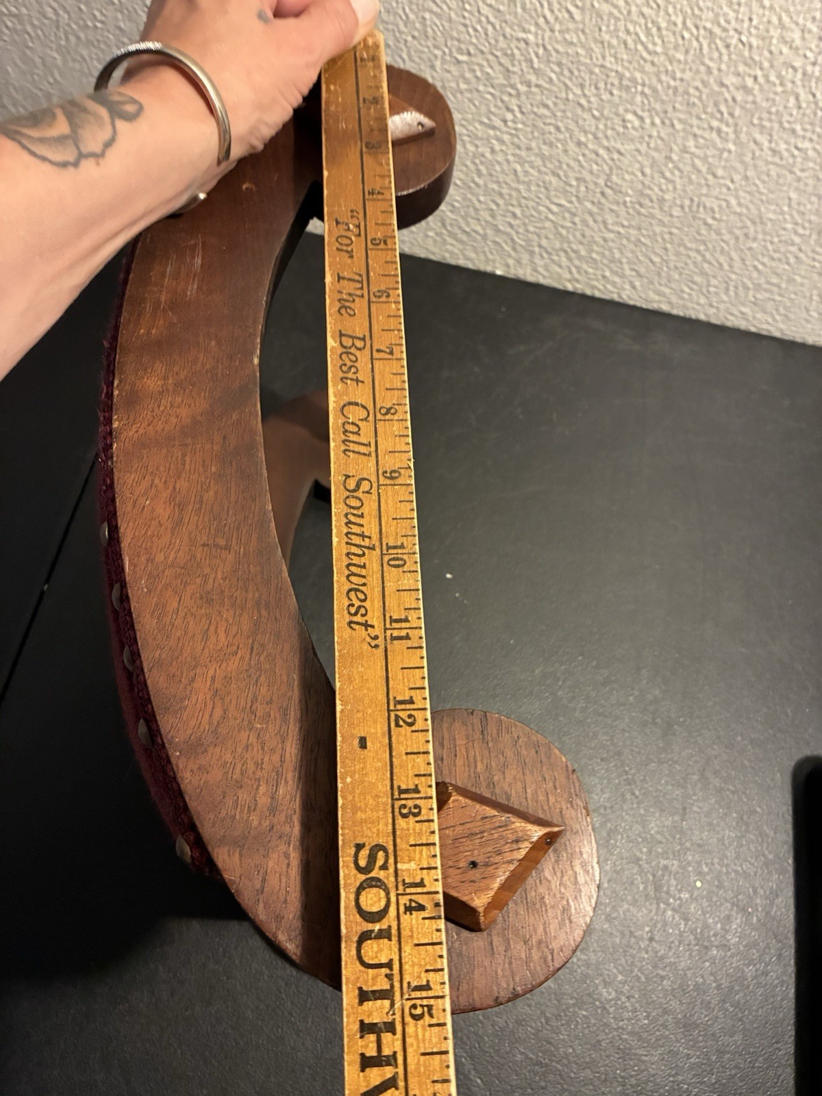 19th C. Antique Victorian Stud Accents Footstool Floral Needlepoint Carved Wood