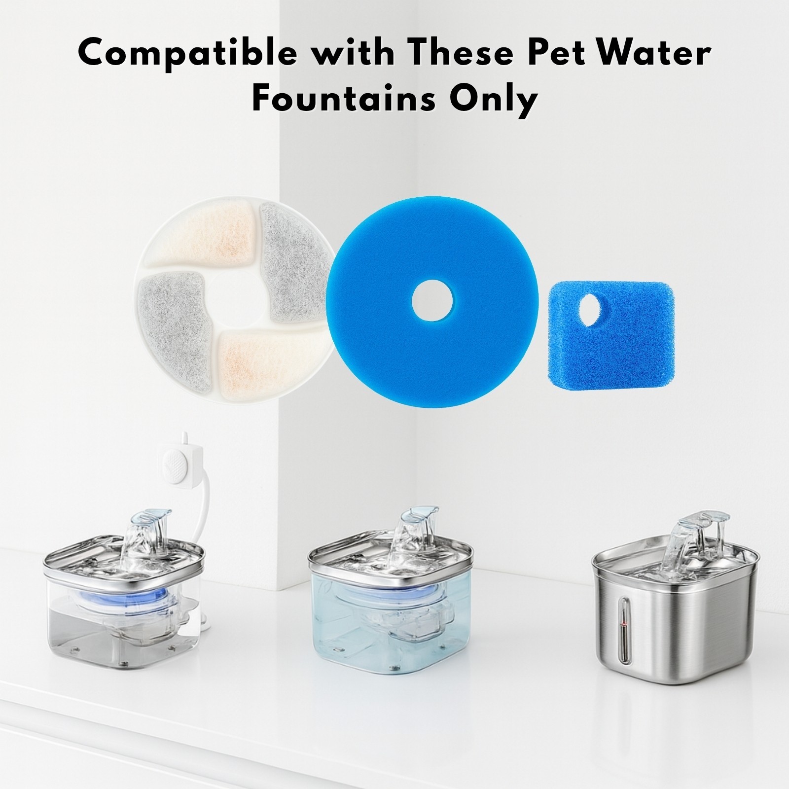 Nispira Cat Fountain Filter Replacement for Rantizon SORON 2.2L Stainless, 12 Pk