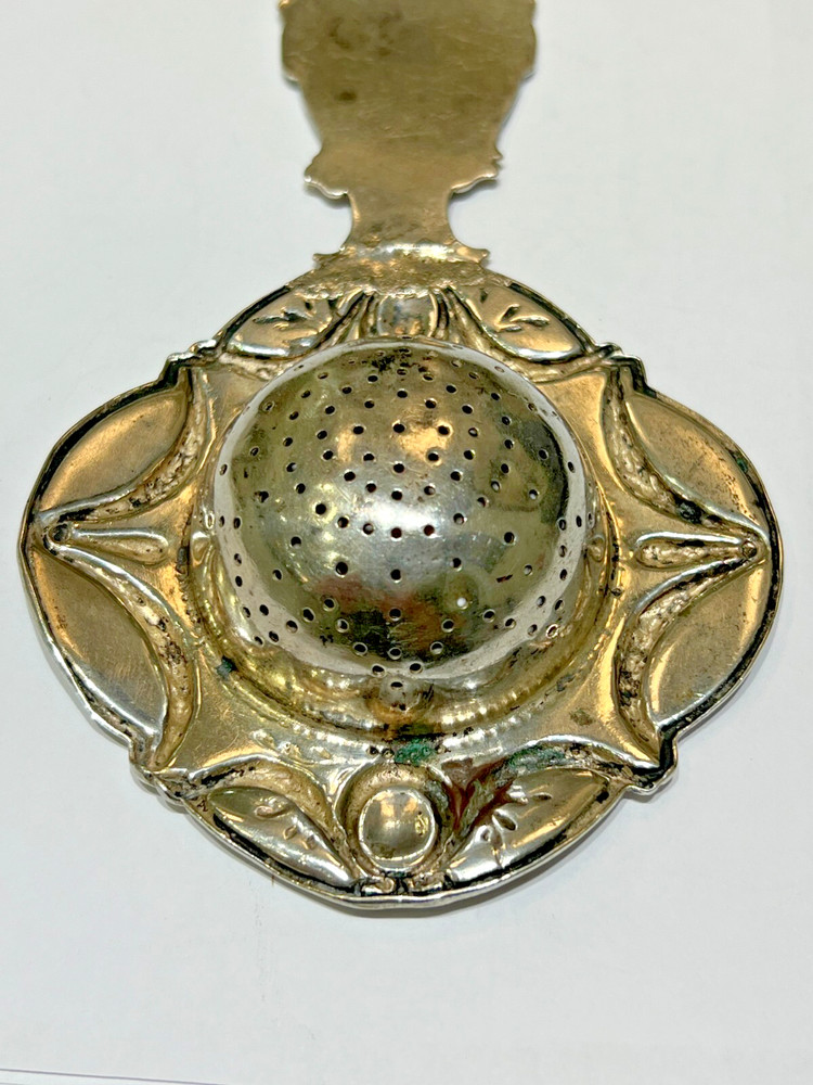 Antique Belle Epoque Silver Tea Strainer 800 Silver Hallmarked on front