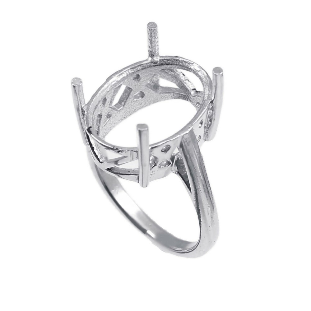 Semi Mount Ring Stone Setting Size 20X15 MM Oval Shape 925 Sterling Silver Ring