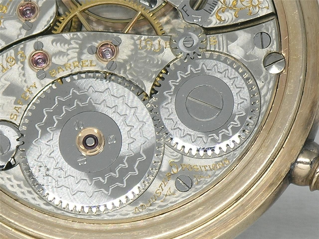 RARE 19 JEWEL 18S BW RAYMOND GR. WIND INDICATOR POCKET WATCH, SERVICED!