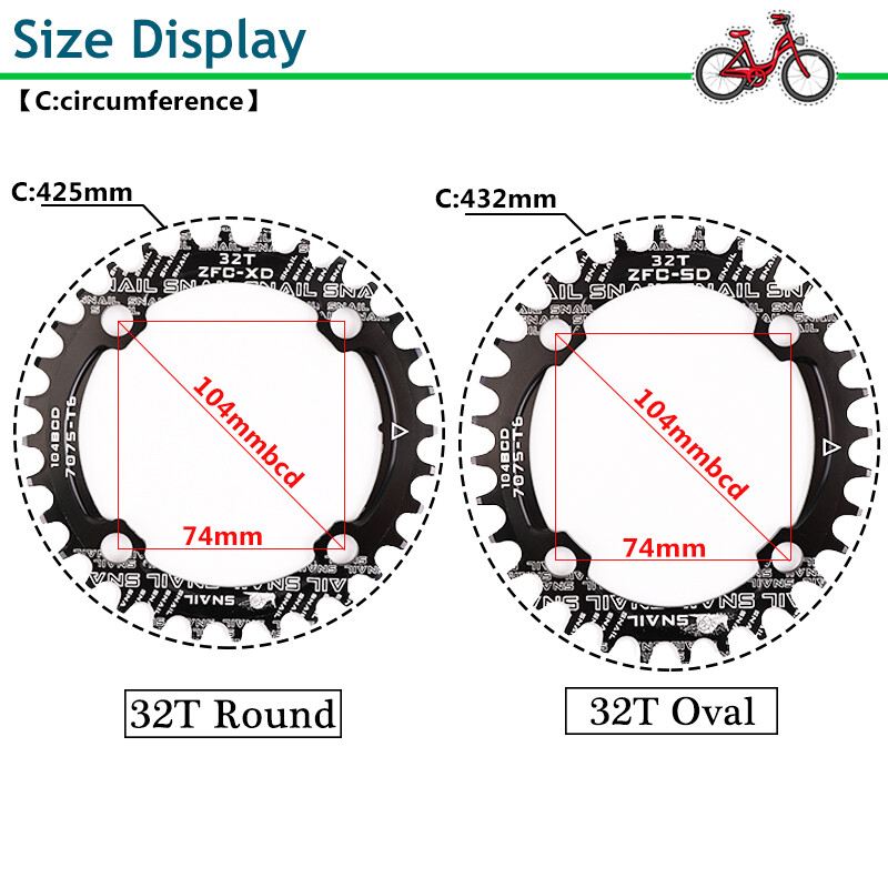 SNAIL Chainring 30-42T 104BCD Aluminum MTB Bike Round Oval Narrow Wide Sprockets