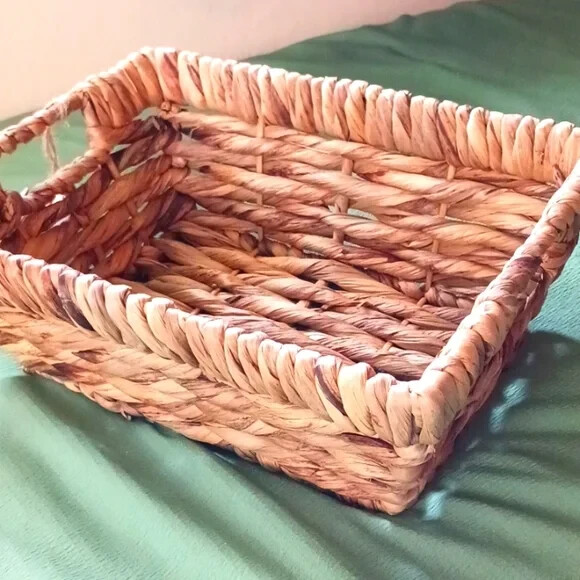 New Handcrafted in Vietnam rectangular Basket with Handles