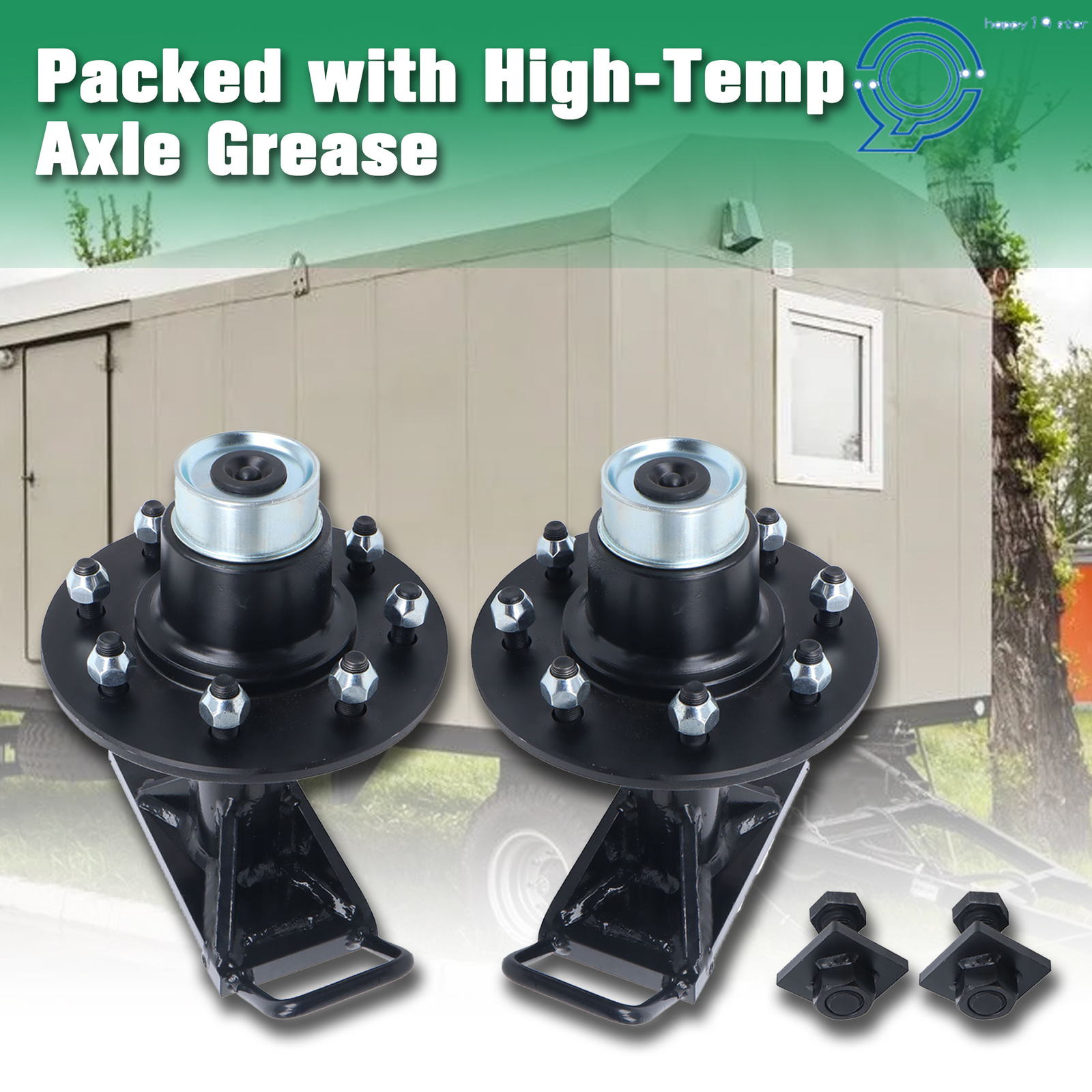 Shipping Container Wheels 8x6.5 Lug Bolt-On Spindle Kit with Handle