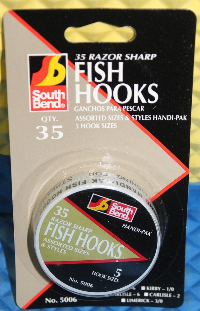 South Bend Razor Sharp Fish Hooks Assorted Sizes And Styles Handi-Pak 35ct 5006