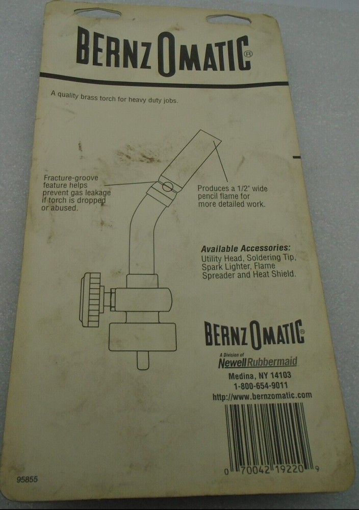 BernzOmatic Basic Use UL2317T Brass Pencil Flame Propane Torch Head #756B