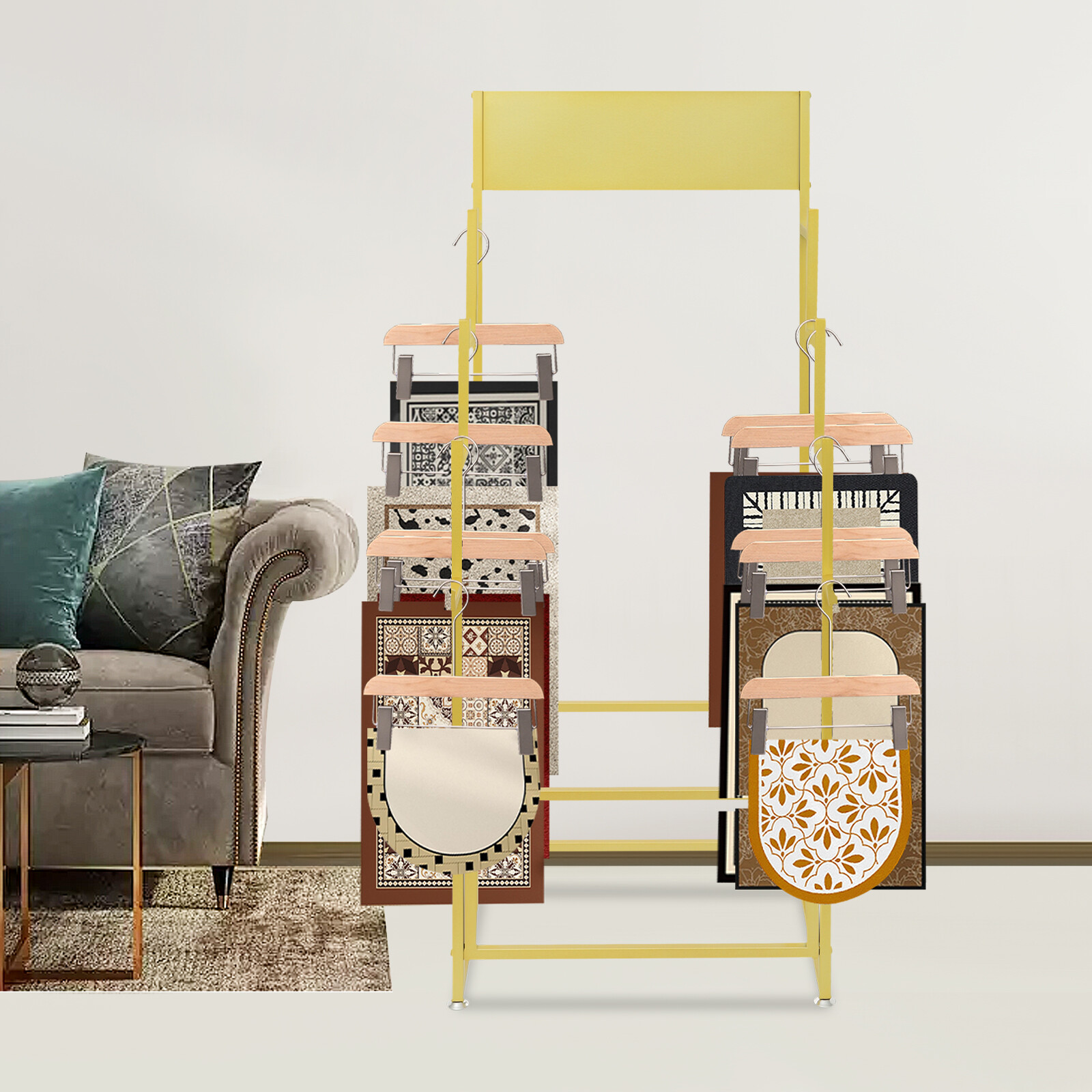 Carpet Display Rack Floor Standing Carpet Display Stand Commercial Organizer New