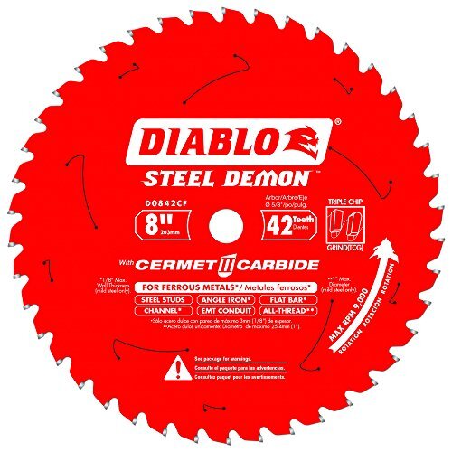 Diablo D0842CF 8" x 42-Teeth Steel Demon™ Cermet II Saw Blade for Thick Metal