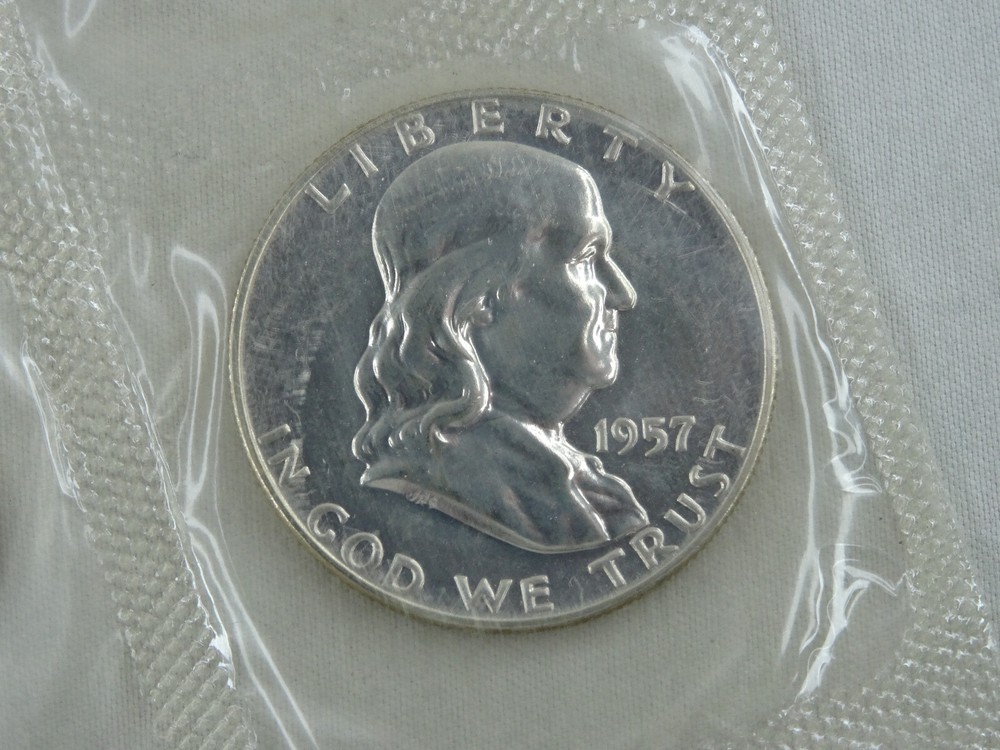 1957 US Mint Silver Proof Set Oiginal Envelope OGP Flat Pack 90% 5 Coins
