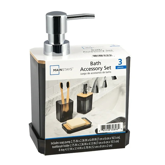 3 Piece Bath Accessory Set Gray
