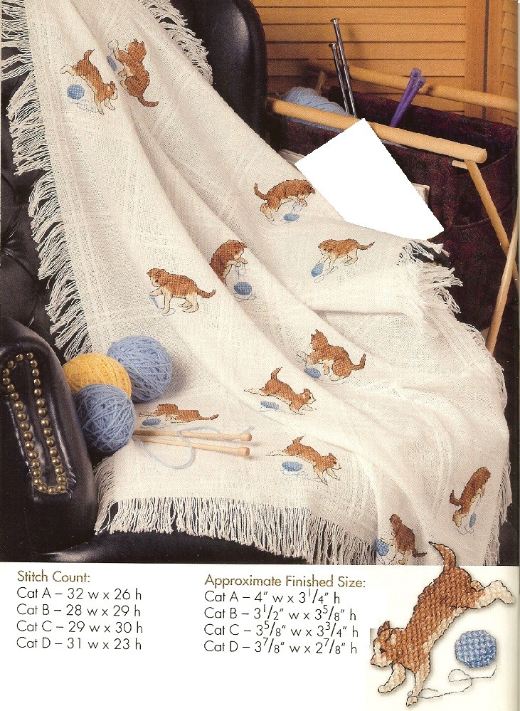 KITTEN THROW -  CROSS STITCH PATTERN ONLY HM - RYU