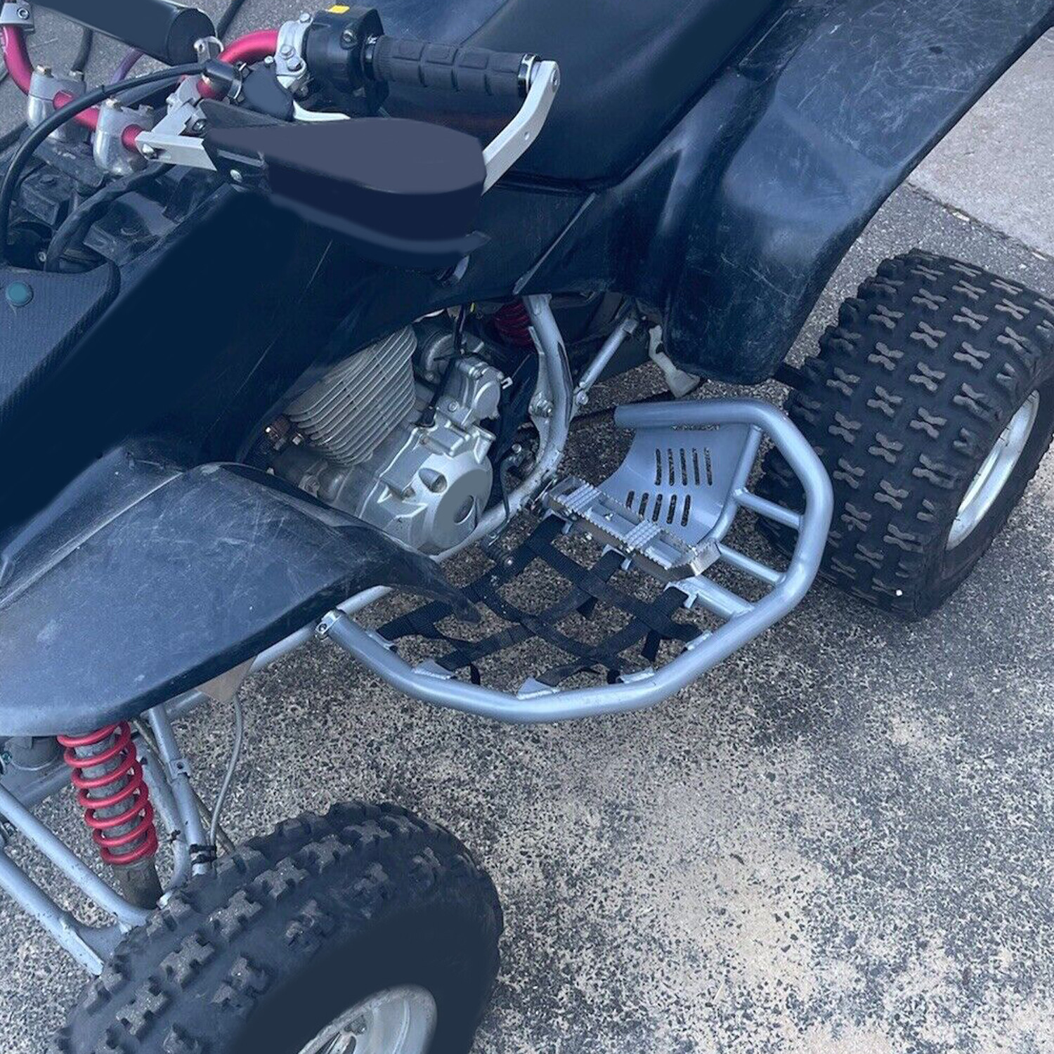 For Honda Sportrax 400 TRX 400EX 400X Nerf Bars Pro Peg Silver Bars Black Nets