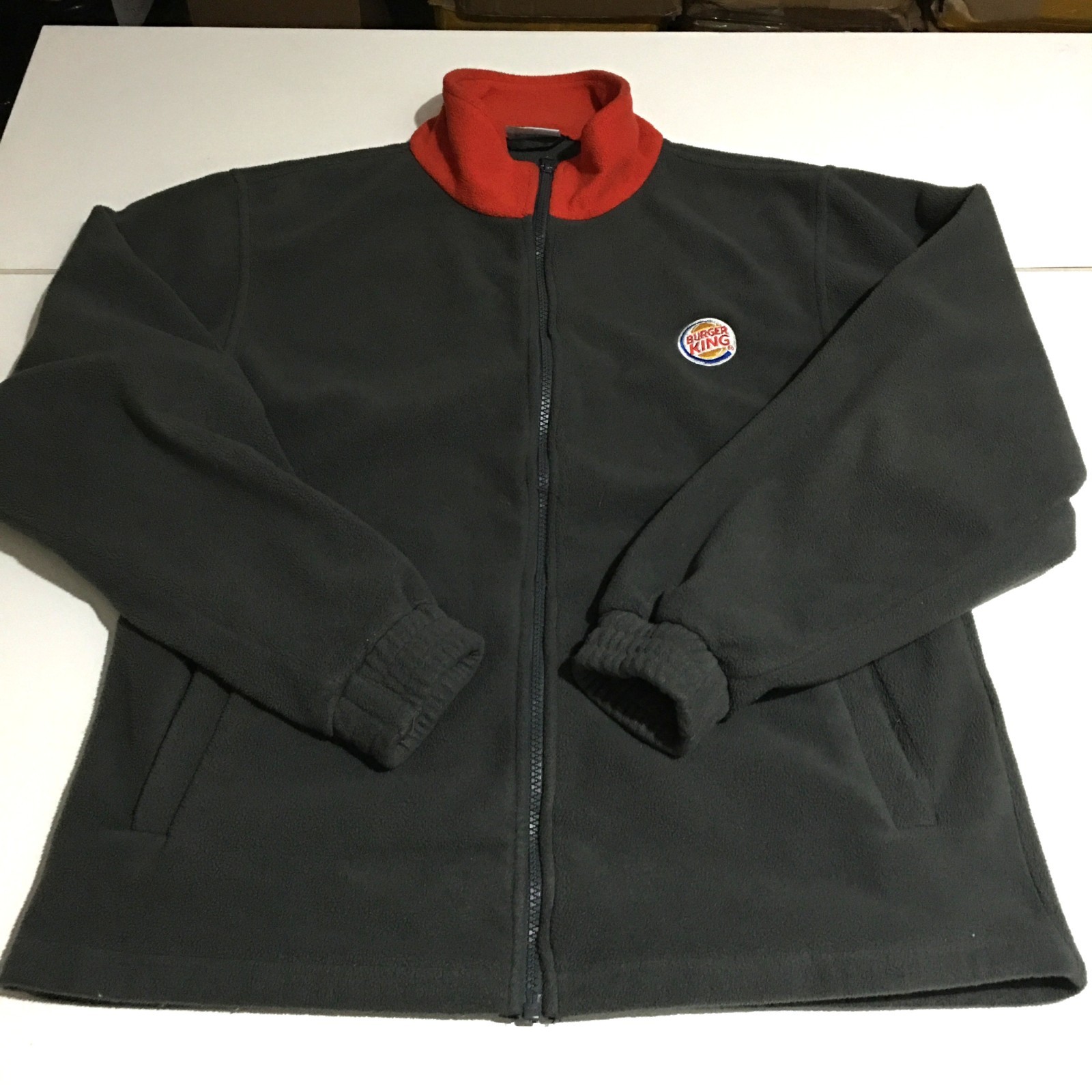Burger King Employee Fleece Jacket Men Size Small Gray Uniform