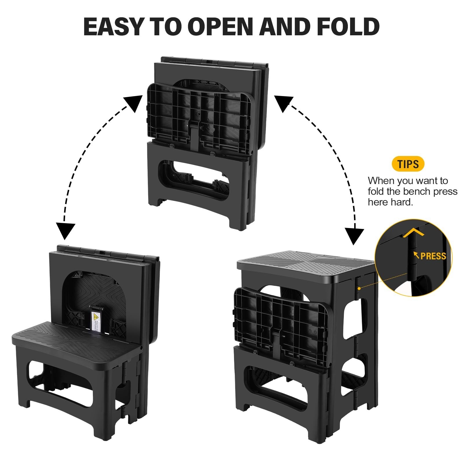 Folding 2-Step Stool Non-Slip Collapsible Portable Footstool Hold up to 300 lbs