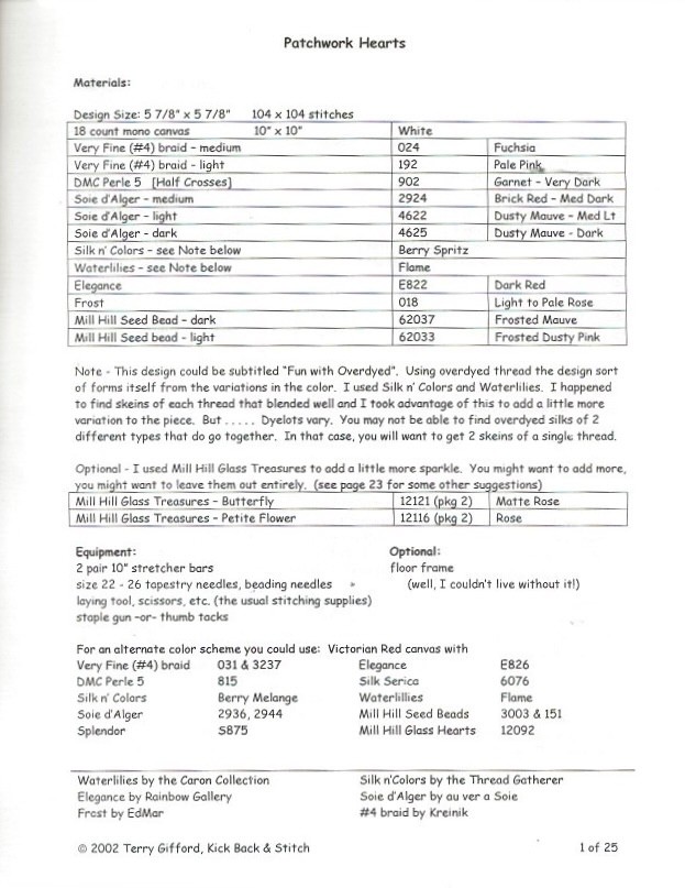 REDUCED AGAIN! Patchwork Hearts Counted NP Chart - Terry Gifford
